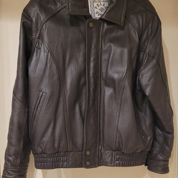Pelle Sport Men's Brown Leather Bomber JacketSize M